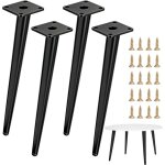 Lot de 4 pieds de table inclin�s en m�tal, 40 cm, en acier, noirs, pour tables basses, tables de chevet ...