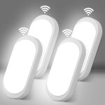 Lot de 4 plafonnier led avec d�tecteur de mouvement 12w, 1080lm ip65 �tanche 4000k, lampe de cave ovale ...