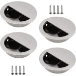 Lot de 4 poign�es encastrables en acier inoxydable argent� poign�e de porte coulissante ronde �50mm avec ...