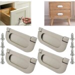 Lot de 4 poign�es invisibles en acier inoxydable, accessoires de tiroirs et de garde - robe argent�s ...