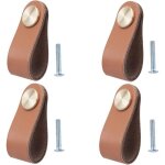 Lot de 4 poign�e meuble cuir, bouton de portes placard poignee cuir bouton de tiroir, poignee de meuble ...