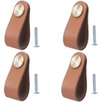 Lot de 4 poign�e meuble cuir, bouton de portes placard poignee cuir bouton de tiroir, poignee de meuble ...