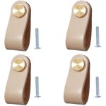 Lot de 4 poign�e meuble cuir, bouton de portes placard poignee cuir bouton de tiroir, poignee de meuble ...