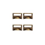 4 poignes de meuble laiton rouill 80x50mm, coquille porte tiquette
