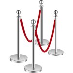 Lot de 4 poteaux avec cordes en velours, poteaux en acier inoxydable, base creuse, 2 cordes en velours ...