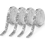 Lot de 4 rouleaux de ruban de diamant autocollant en cristal et strass(argent�, 10 mm) d�coration argent�e ...