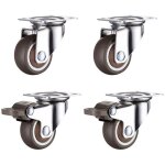 Lot de 4 roulettes de meuble 50 mm avec freins, petites roulettes de meuble universelles, rotation � ...