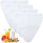 Lot de 4 sachets filtrants en coton alimentaire, 30 x 30 cm, blanc, nylon, sachets filtrants pour jus ...
