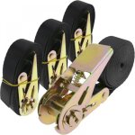 Lot de 4 sangles d'arrimage � cliquet de 2m x 25mm 80kg, couleur noir
