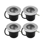 Lot de 4 spot led encastrable exterieur 4pcs 3w ip65 rond 270 lumen 3000k pour terrasse jardin chemin ...