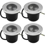 Lot de 4 spot led encastrable exterieur 4pcs 3w ip65 rond 270 lumen 3000k pour terrasse jardin chemin ...