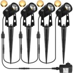 Lot de 4 spots led d'ext�rieur 3 w blanc chaud 3000 k 1440 lm avec piquet �tanche ip65 pour jardin, all�e, ...