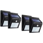 Lot de 4 spots led d'extérieur avec panneau solaire et détecteur de mouvement, crépuscule Lot de 4 spots led d'extérieur avec panneau solaire et détecteur de mouvement, crépuscule