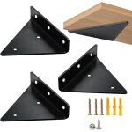Lot de 4 supports d'�tag�re triangulaires noirs pour �tag�res flottantes, supports d'�tag�re d'angle ...