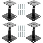 Lot de 4 supports de poteau bois noir, galvanis�s r�glables en hauteur 100 � 150 mm, 75 x 95 mm � visser, ...