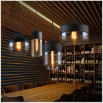 Lot de 4 suspension design cylindre style retro vintage contemporain , lustre abat - jour en verre corde ...