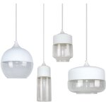 Lot de 4 suspension design cylindre style retro vintage contemporain, moderne lustre abat - jour en verre ...