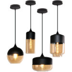 Wottes - lot de 4 suspension luminaire industriel e27 vintage lampe lustre plafonnier en verre pour cuisine ...