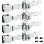 Lot de 4 verrous de porte coulissante en verre avec finition chrom�e, cl�s identiques, petites, gu. b ...