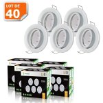 Lot de 40 spot led orientable blanc avec ampoule gu10 230v eq. 50w, blanc chaud