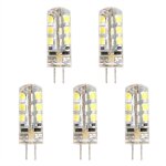Lot de 5 ampoules led g4 dc12v � cristal, compatibles avec les lampes domestiques 2835 (blanc froid), ...