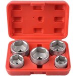 Lot de 5 douilles de d�montage de filtre � huile cr - v 3 / 8' 24, 27, 32, 36, 38 mm