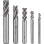 Lot de 5 fraises � queue droite en acier rapide pour tour cnc, 4, 6, 8, 10 et 12 mm, 4 cannelures, fraises ...