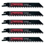 Lot de 5 lames de scie sabre makita p - 04999 pour bois