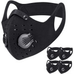 Lot de 5 masques faciaux noirs sport ? respirants, r�utilisables, avec pince - nez ajustable, pour v�lo, ...