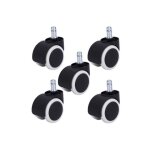 2gt roues et roulettes - lot de 5 roulettes pivotantes jumele pour fauteuil caoutchouc gris diamtre ...