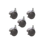 Lot de 5 roulettes pivotantes jumele pour fauteuil chrome diamtre 50 mm  tige filete m8x15