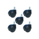 Lot de 5 roulettes pivotantes jumele pour fauteuil plastique noir diamtre 50 mm  tige filete m8x15 ...