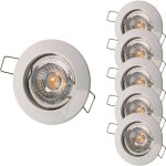Lot de 5 spot encastrable fixe led blanc avec ampoule gu10 7w 38� blanc chaud