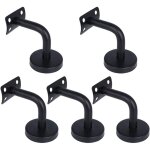 Lot de 5 supports de main courante en acier inoxydable noir, rampes d'escalier, support de 60 x 60 mm ...