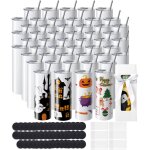 Lot de 50 gobelets droits � sublimation, 590 ml, en acier inoxydable, personnalisables avec accessoires ...