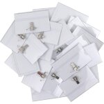 Lot de 50 porte badge plastique horizontal � pince - 90 x 56 mm - badge infirmiere, ecoles, entreprises, ...