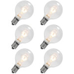 Lot de 6 ampoules g40 de remplacement 220v 7w ? culot e12, globe transparent, blanc chaud pour guirlandes ...