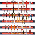 Lot de 6 barres magntiques pour outils, installation facile design industriel, 46x2, 4x1, 3cm, charge ...