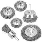 Lot de 6 brosses m�talliques pour perceuse - al�sage de 0, 012 mm - en acier au carbone - pour nettoyer ...