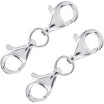 Lot de 6 fermoir mousqueton double bouton en acier inoxydable pour bijoux, bracelet, collier, bijoux ...