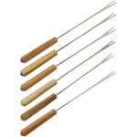Lot de 6 fourchettes � fondue savoyarde en bois fsc fackelmann nature