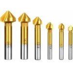 Lot de 6 fraises � chanfreiner en noyer, biseaut�es � 90�, en acier rapide