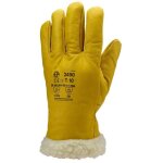 Lot de 6 - gants eurowinter islande - cuir de vachette pleine fleur jaune - fourrure synth�tique en polyamide ...