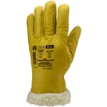 Lot de 6 - gants eurowinter islande - cuir de vachette pleine fleur jaune - fourrure synth�tique en polyamide ...