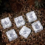 Lot de 6 lampes solaires � en verre pav�s - lumi�re blanche froide - capteur de lumi�re marche / arr�t ...