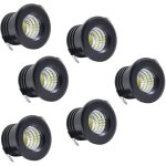 Lot de 6 mini spots encastrables au plafond led noirs mini spot led pour plafonnier d'armoire, 3 w, blanc ...
