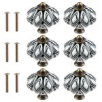 Lot de 6 noir boutons de placard ronds en c�ramique - style citrouille antique