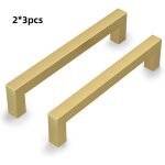 Lot de 6 poign�es de placard de cuisine en alliage d'aluminium dor� (328 x 8 x 29 mm), poign�es de tiroir ...