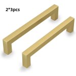 Lot de 6 poign�es de placard de cuisine en alliage d'aluminium dor� (328 x 8 x 29 mm), poign�es de tiroir ...