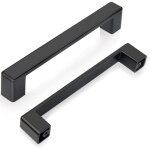 Lot de 6 poign�e placard cuisine noir 128mm, carr�e poign�e de porte alliage de zinc poign�es tiroirs ...